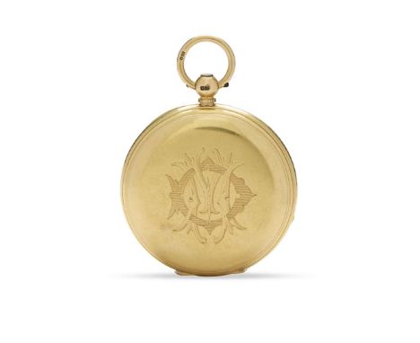  Edwin Flinn, London. An 18k gold key-wind hunting cased pocket watch No.19389, hallmarked London 1878 Gilt full plate moveme