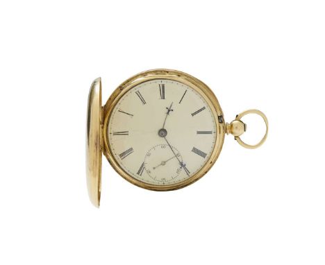  An 18k gold key-wind hunting cased pocket watch No.20406, hallmarked Chester 1842 Three-quarter plate numbered movement with