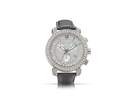  Benny & Co. A stainless steel and diamond quartz chronograph wristwatch Made in the 2000s Quartz movement, silvered dial wit