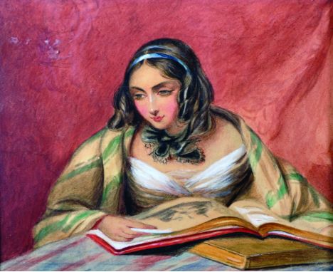 Attributed to Louisa Anne Beresford (nee Stuart), Marchioness of Waterford (1818-1891) British. Portrait of a Girl Reading, W
