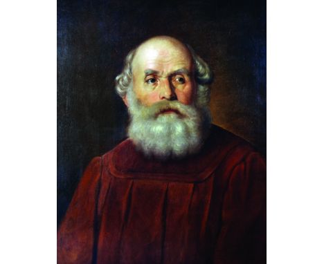 After Francesco Giovani (1611-1669) Italian. Portrait of a Bearded Monk, Oil on Canvas, bears a Signature, 27" x 21.5".