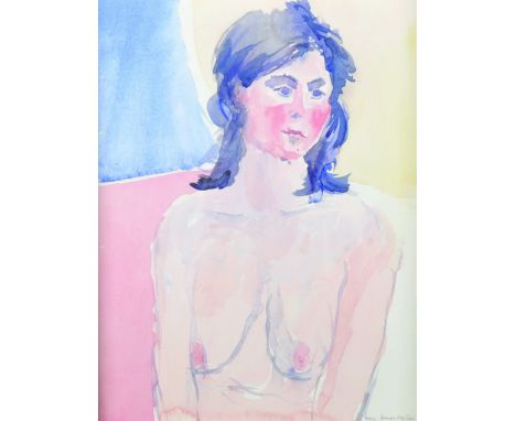 Eric James Mellon (1925-2014) British. Bust Portrait of a Naked Girl, Watercolour, Signed, 9.5" x 7.25".