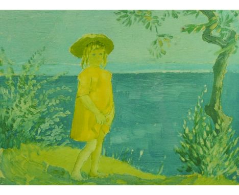 Augustus Edwin John (1878-1961) British. Girl in a Coastal Landscape, Lithograph with Print Stamp, Signed in Pencil, 10.5" x 