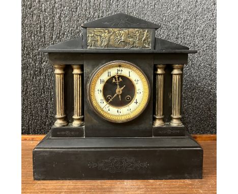 A 19th Century Belge noir architectural cased mantle clock 