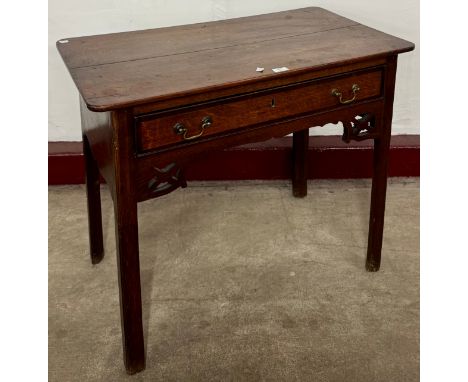 A George III oak single drawer side table 