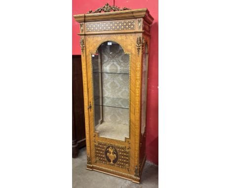 A French Louis XV style inlaid walnut and gilt metal mounted vitrine 
