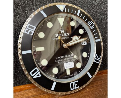 A Rolex style dealers display wall clock 