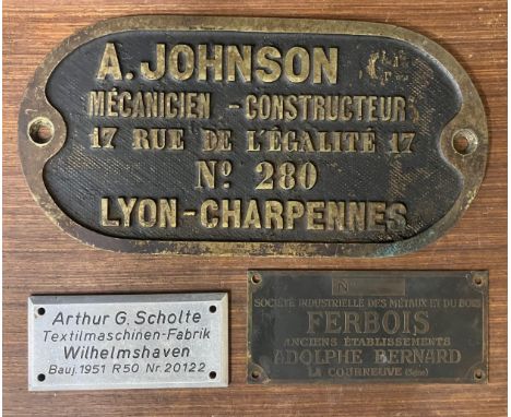 A French bronze industrial plaque and two others 