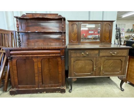 A Victorian mahogany chiffonier and an mahogany mirror back sideboard 