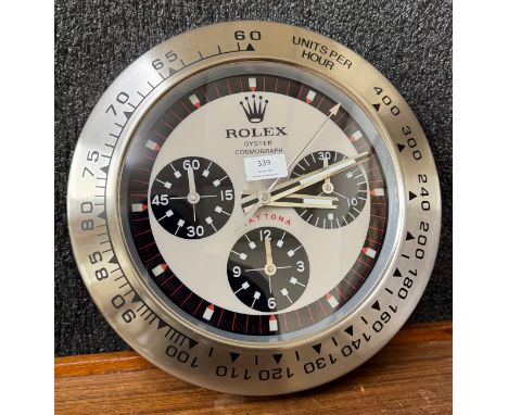A Rolex style dealers display wall clock 
