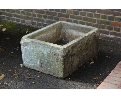 A rectangular limestone trough, probably late 18th / early 19th century, rough hewn and slab built, with drainage hole within