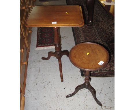 19th Century mahogany rectangular, tip top, tripod table together with a mahogany tripod wine table. (2)
