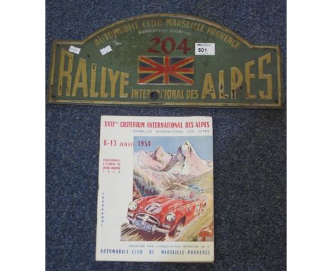 Automobile club Marseilles, Provence, 'Ralle International des Alpes', vehicle number plate: 204, with Union flag together wi