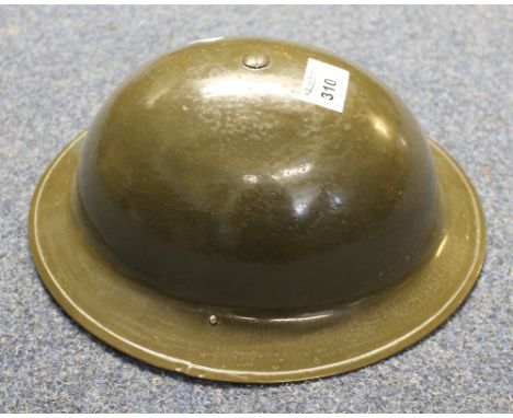 British military khaki tin helmet.