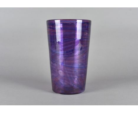 Marriott Powell for James Powell & Sons, a large glass Tumbler vase from the 1930's Streaky range, with blue and red trails a