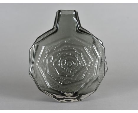 Geoffrey Baxter for Whitefriars, a Textured glass range 'Banjo' vase pattern 9681 in Pewter, 30 cmThis item has been in stora