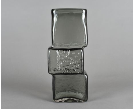 Geoffrey Baxter for Whitefriars, a Textured glass range large 'Drunken Bricklayer' vase pattern 9672 in Pewter, 32 cmThis ite