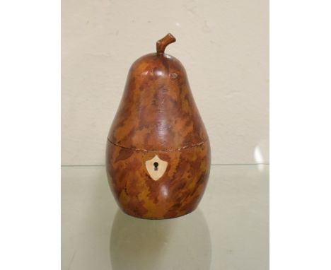 A painted tea caddy, in the form of a pear, 17.5 cm highReport by RBModern Report JS - some surface scratches 