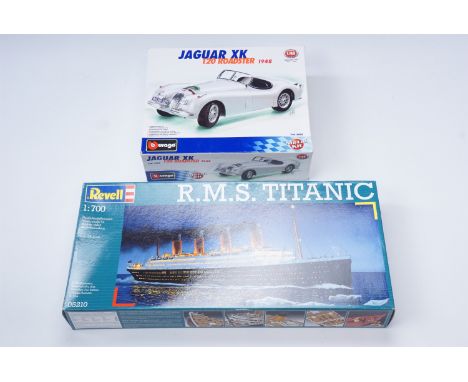 A Burago 1:24 scale metal model kit "Jaguar XK 120 Roadster 1948", together with a Revell "R.M.S Titanic" 1:700 scale model k