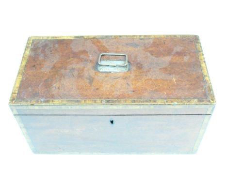 An early 19th Century bird's eye maple two compartment tea caddy, having tulipwood cross banding, 28 x 14 x 14 cm