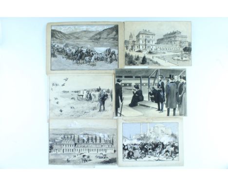 George Soper (1870 - 1942), Charles Joseph Staniland (1838 - 1916), et al Eight late Victorian / Edwardian pen, ink, watercol
