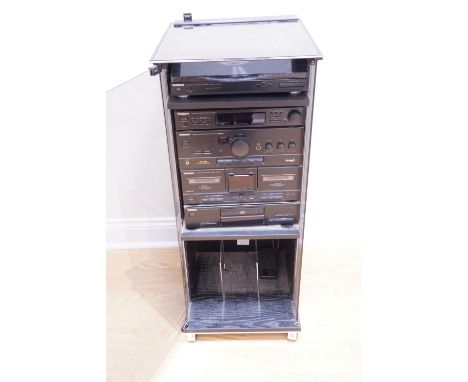 A Technics hi-fi system including compact disc player SL-PJ28A, stereo double cassette deck RS-X320, integrated amplifier SU-
