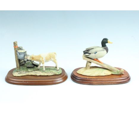 Two Border Fine Art figurines: Mallard Duck and Morning Feed 