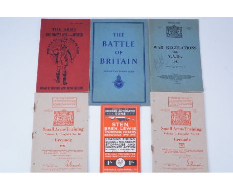 Second World War British military publications comprising "Manual of Automatic Guns. Sten, Bren, Lewis, Thompson, Vickers, Br