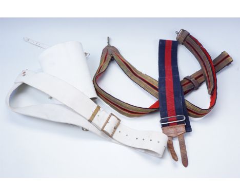 Army baldricks, musicians' buff leather accoutrements etc