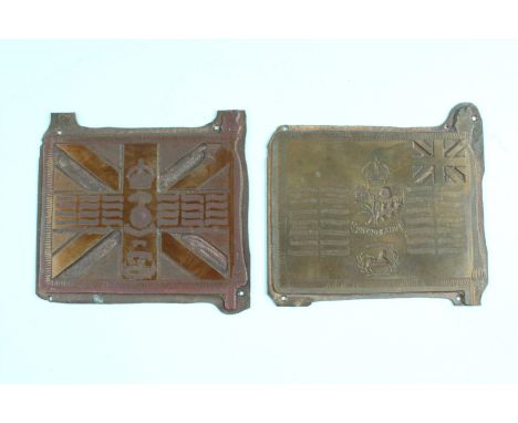 Two copper printing plates depicting British army standards, second quarter 20th Century, 8 cm x 9 cm