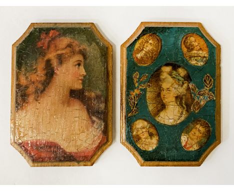 TWO HAND PAINTED PORTRAIT MINIATURES 12.5CMS (H) X 9CMS (W) APPROX