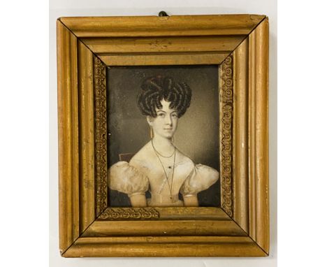 MINIATURE FRAMED PORTRAIT OF A LADY 9.5CMS (H) X 7.5CMS (W) INNER FRAME 