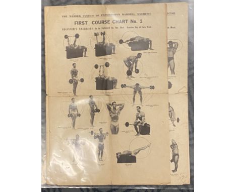 THE WEIDER SYSTEM OF PROGRESSIVE BARBEL EXERCISE A/F - 6 VINTAGE CHART POSTERS