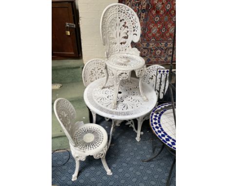 WHITE GARDEN TABLE &amp; FOUR CHAIRS