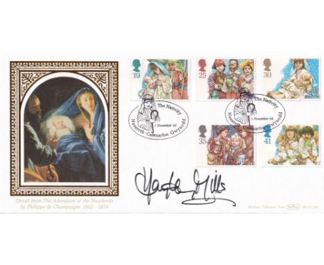 Hayley Mills signed nativity FDC with image commemorating the adoration of the Shepherds by Philippe de Champaigne 1602- 1674