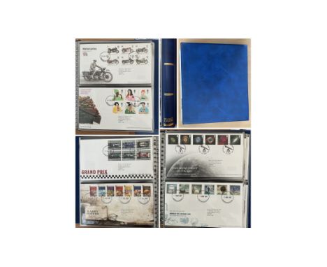 Stanley Gibbons First Day Covers Album Blue with approx. 80 FDCs from 2003 Extreme Endeavours to 2009 British Design Classics