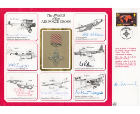 WW2 Arthur Bomber Harris signed Air Force Cross cover, A4 size signed additionally by MRAF D Boyle, Sqn Ldr Bugge, ACM K Will