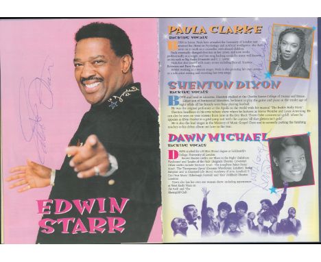 Edwin Starr, Paula Clarke and Dawn Michaels Signed Dancing in the Streets Programme. Included is an Original Ticket Stub. Goo