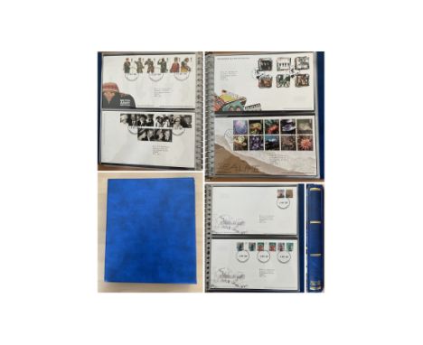 Stanley Gibbons First Day Covers Album Blue with approx. 80+ FDCs from 2004 Classic Locomotives to 2009 Fire and Rescue Servi