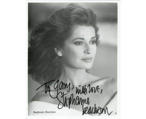 Stephanie Beacham signed 10x8 black and white photo. Beacham is an English television, radio, film and theatre actress. She i