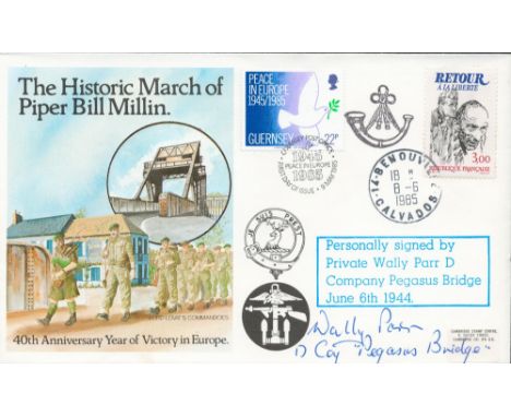 WW2 Private Wally Parr Signed the Historic March of Piper Bill Millin Flown First Day Cover. 41 of 100 Covers Issued. Flown i
