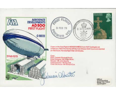 AD500 first flight cover in 1979. Signed by the pilot Giovanni Abrate and postmark of 3rd February 1979. Good condition. All 