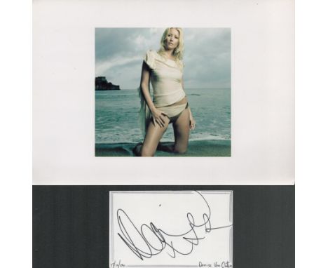 Denise van Outen signature piece featuring a colour photograph and a signed white card. The 12x8 glamour photo is complete wi