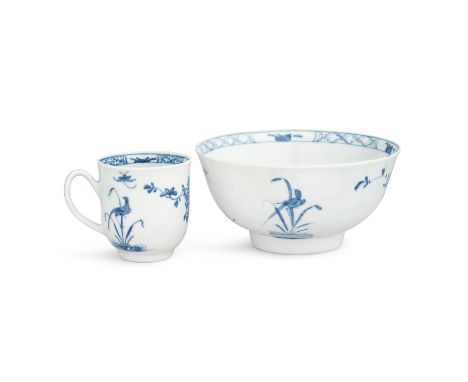 A Worcester bowl and a coffee cup, circa 1755The small bowl with an everted lip and of almost eggshell thinness, painted in b