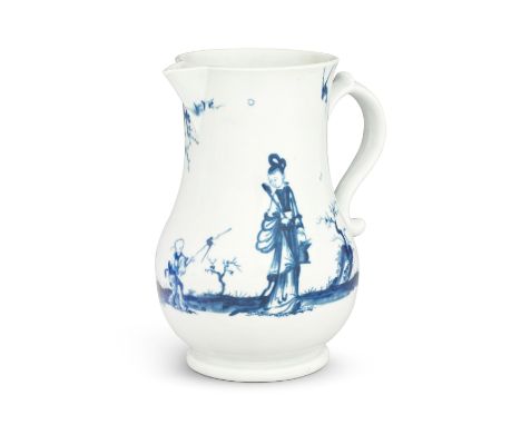 A Worcester cider jug, circa 1758Of plain baluster shape with a sharp, pointed lip, the 'S' shaped handle with a raised thumb