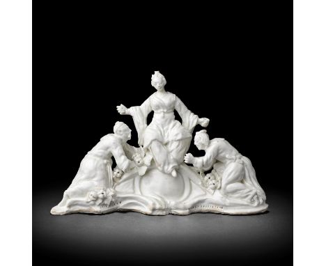 An important Bow figure group of 'Ki Mao Sao', circa 1750-52By the 'Muses Modeller' and left in the white, the Laotian goddes