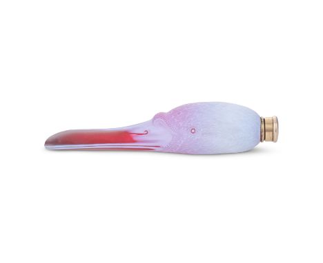 A fine Thomas Webb and Sons cameo glass swan's head scent bottle, circa 1885Naturalistically modelled as a swan's head, in tr