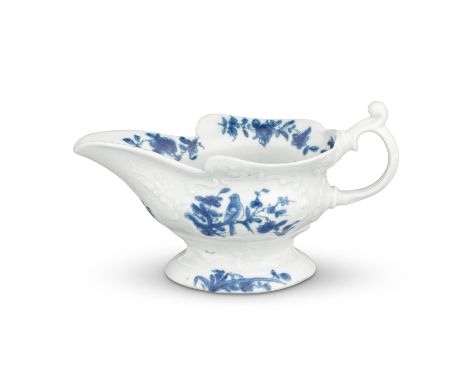 An 'Early Bird' type sauceboat, Worcester or possibly Lund's Bristol, circa 1751-52The small-sized boat of high-footed form w