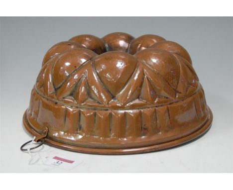A copper ring jelly mould dia. 10 ins