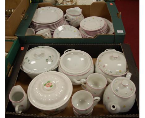 Three boxes of china to include Royal Worcester oven wares, continental part tea and dinner service etc